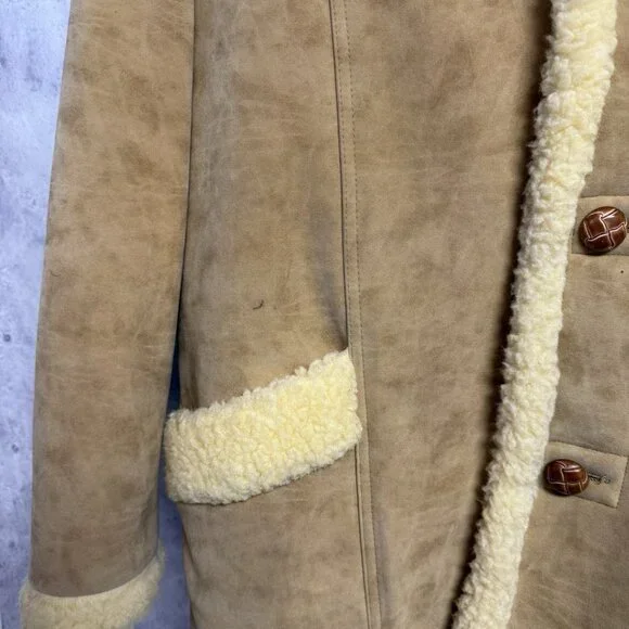 Town n Ranch Coat Sherpa Jacket Marlboro Man Vinyl Suede Vtg 60s 70s Medium USA Men